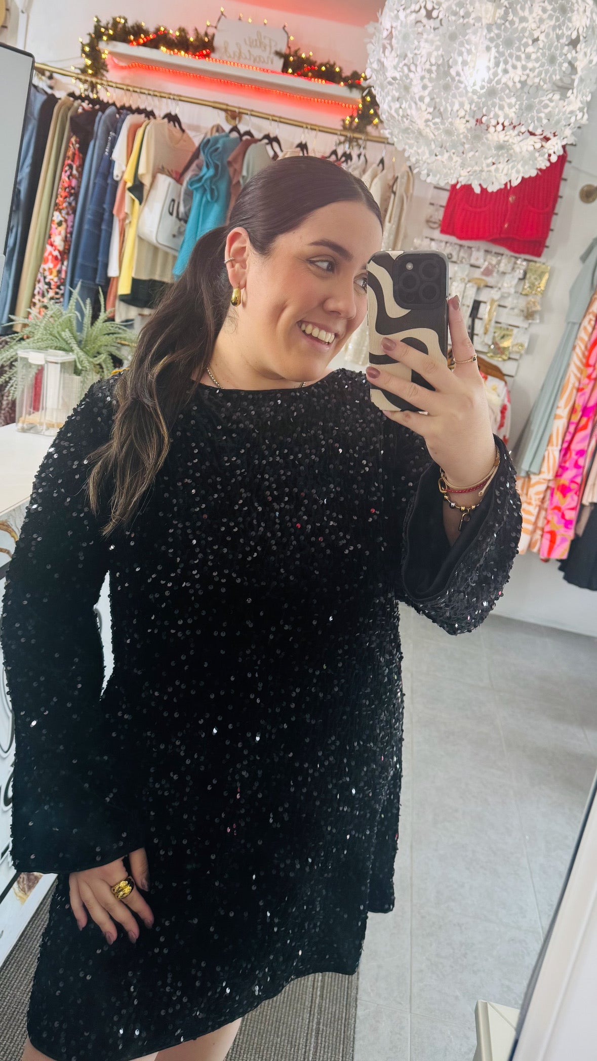 Black Sequin coquette mini dress