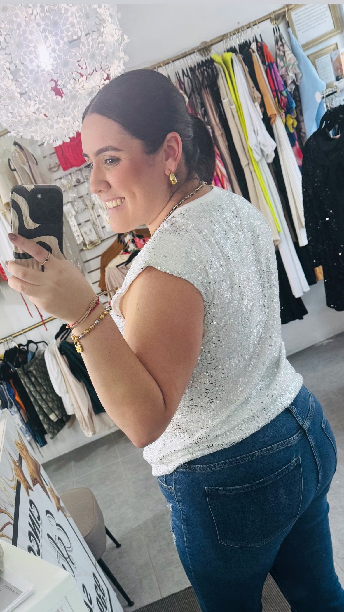 White Sequin blouse