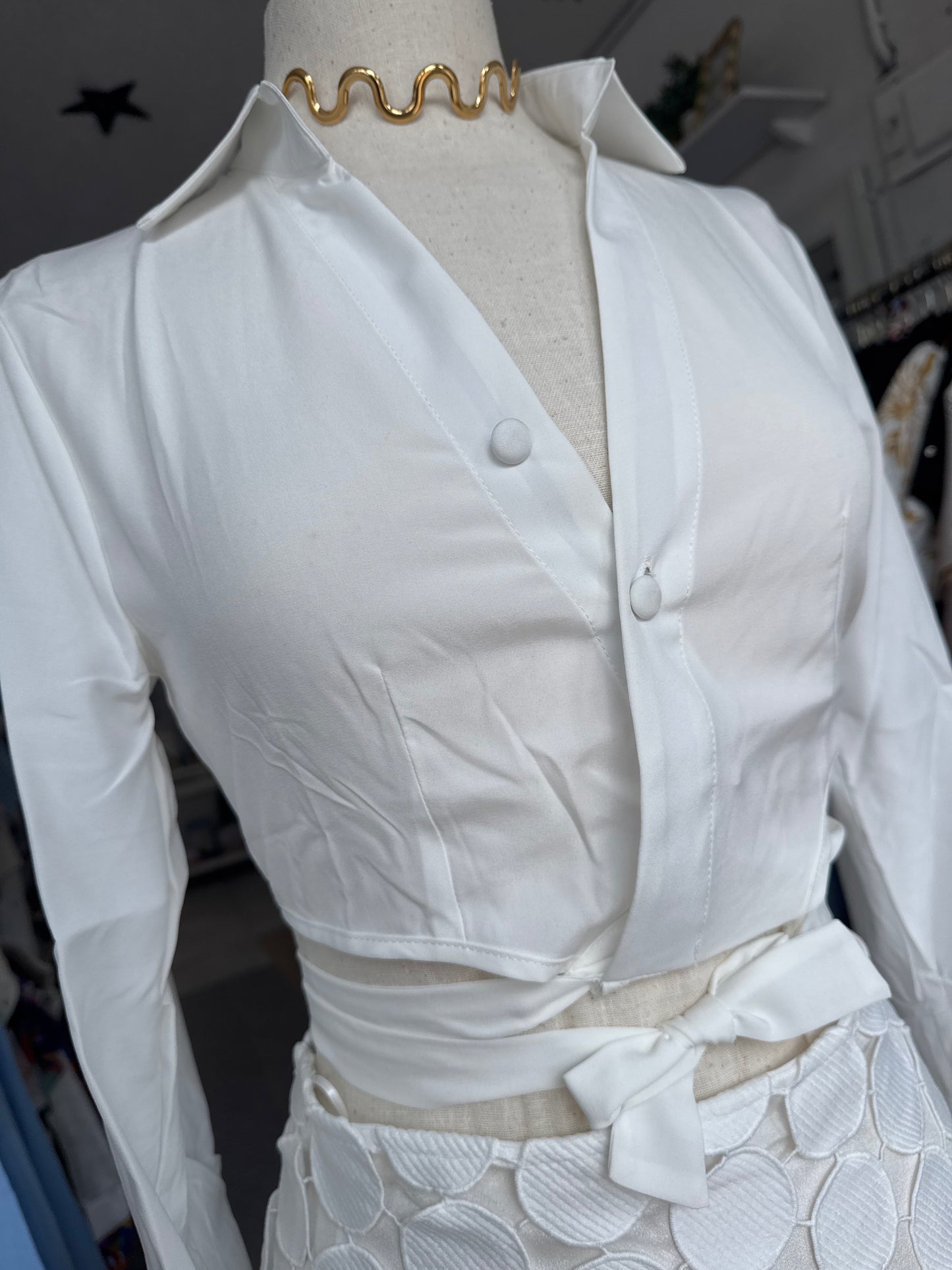 Blusa Crop Top Manga Larga