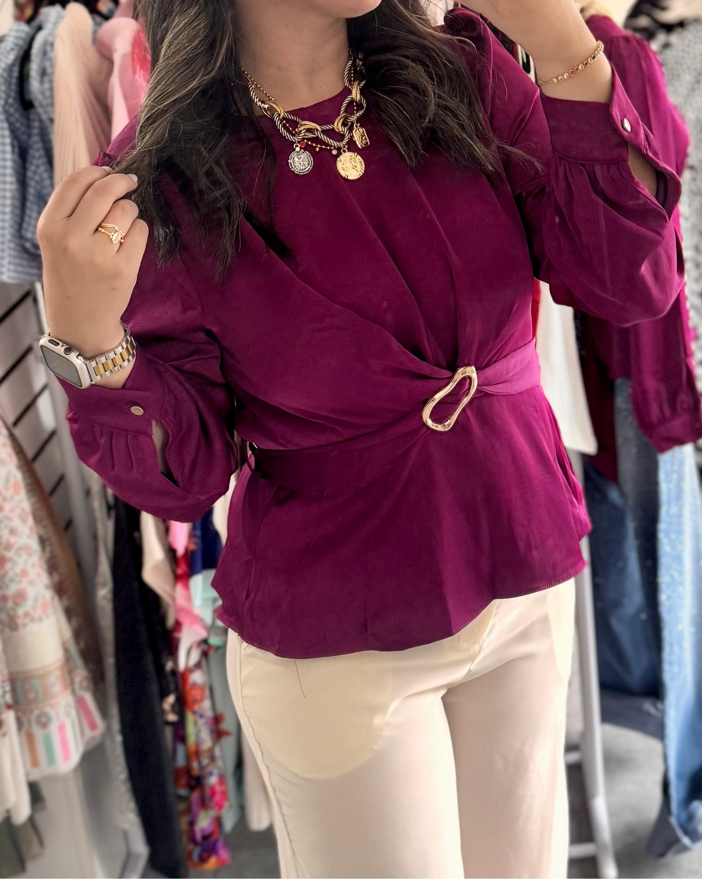 Pep Lum Twist Front Top Purple