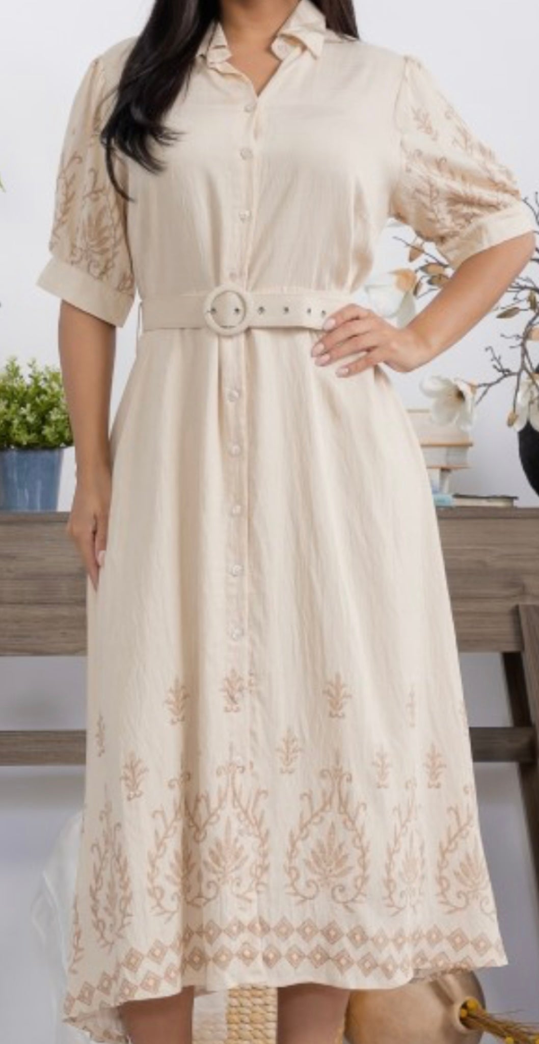 Midi Dress Contemporary Button Down