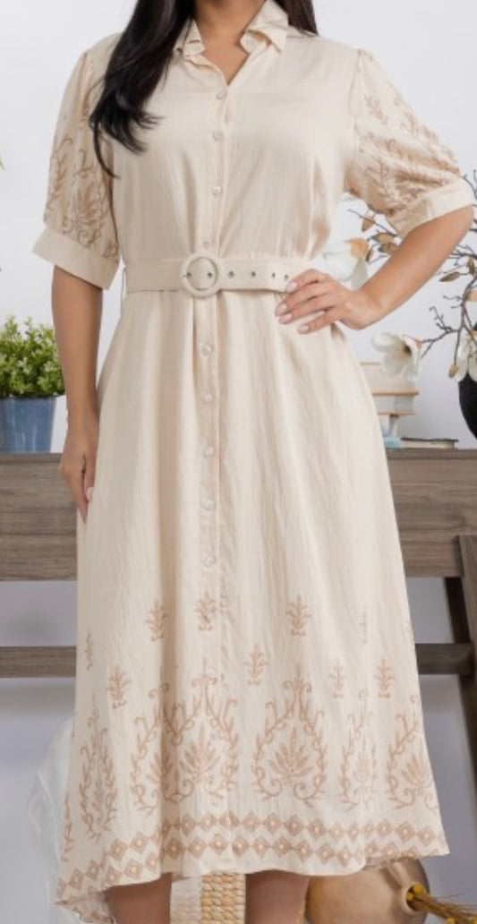Midi Dress Contemporary Button Down