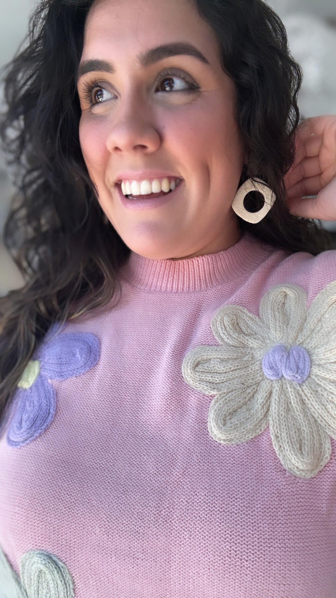 Pink flower sueter top