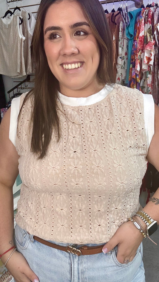 Oatmeal floral texture Tank top