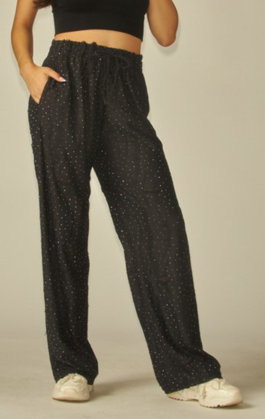 Rhinestone Vintage Lounge Pant Black