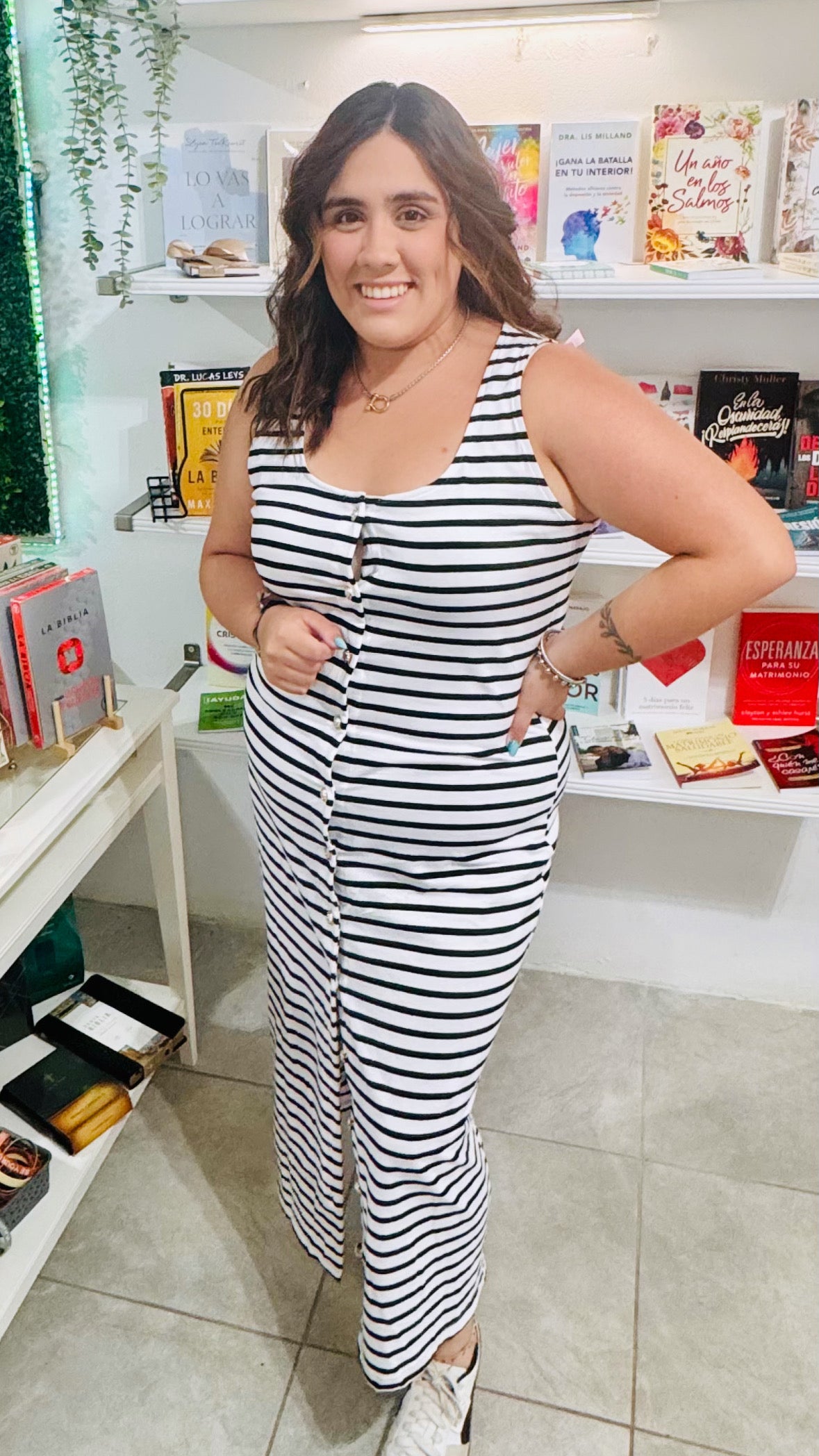 WitheStriped Print Sleeveless
