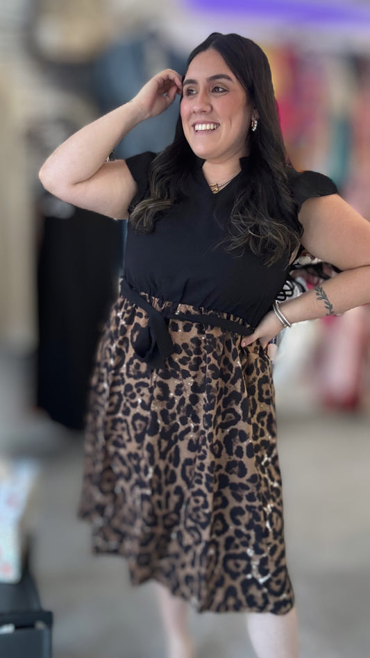 Leopard print midi Dress