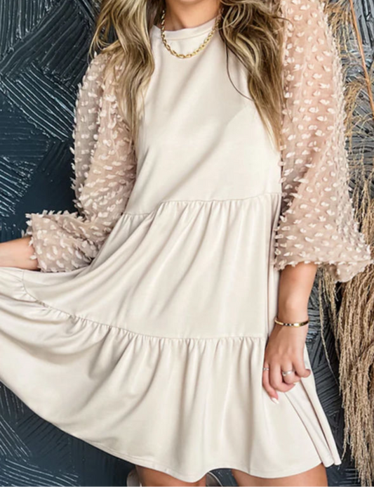 Beige Puff Dress