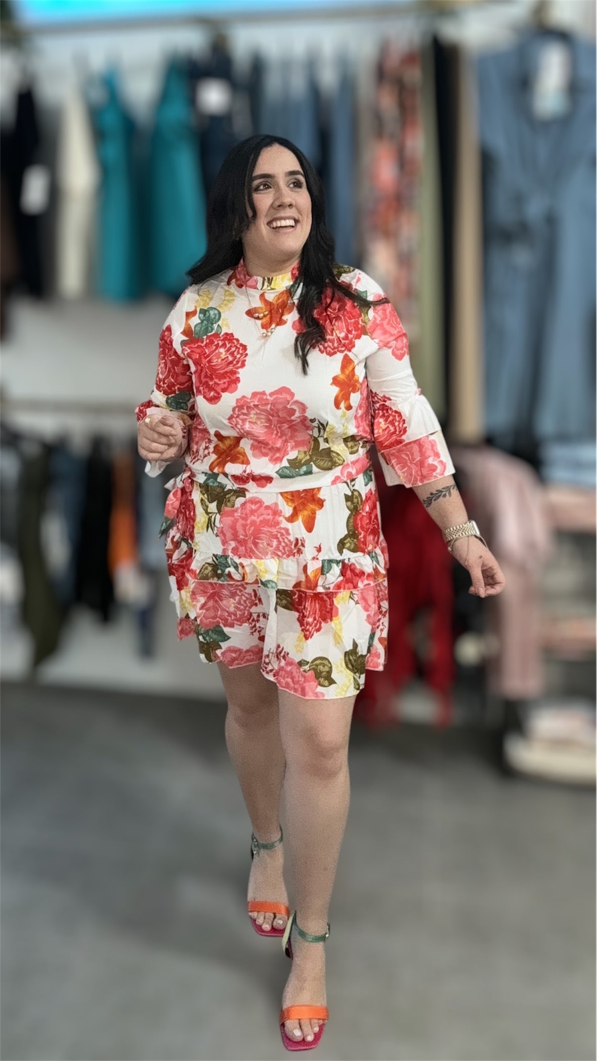 Wave Floral Mini Dress