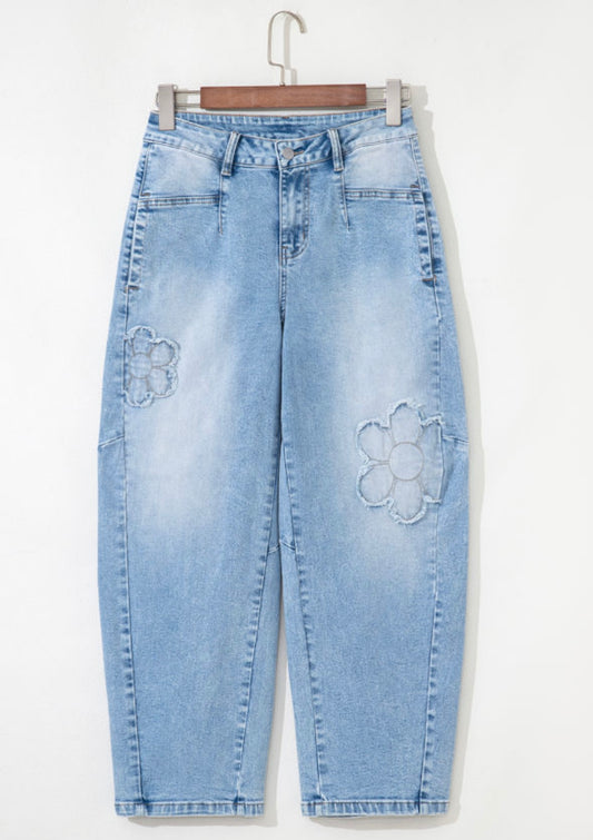 Flower barrel Jeans