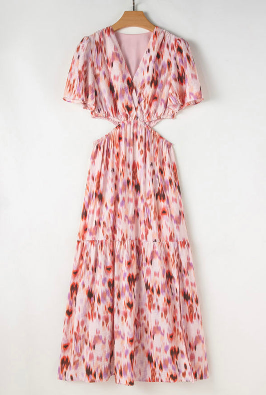 Pink abstract printed Maxi dress